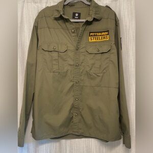 Pittsburgh Steelers Men's Olive Button Down Shirt XL